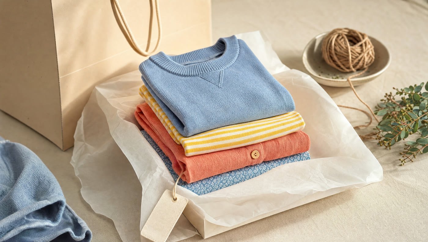 Premium folded kidswear with gift-style packaging, ready for a party wear pickup at Putani